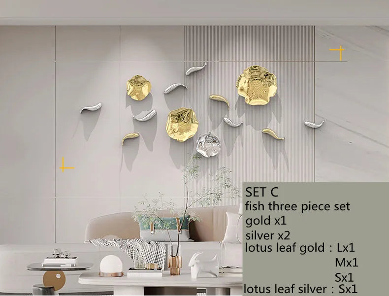 Alia-Décoration murale en résine dorée – Composition artistique moderne