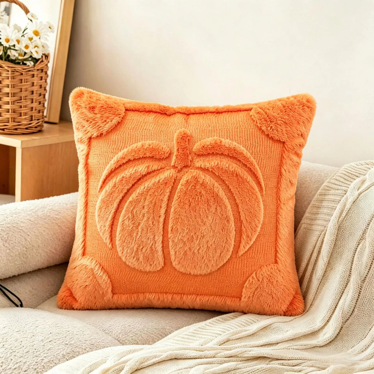 Housse de coussin citrouille 3D – Décoration d’automne