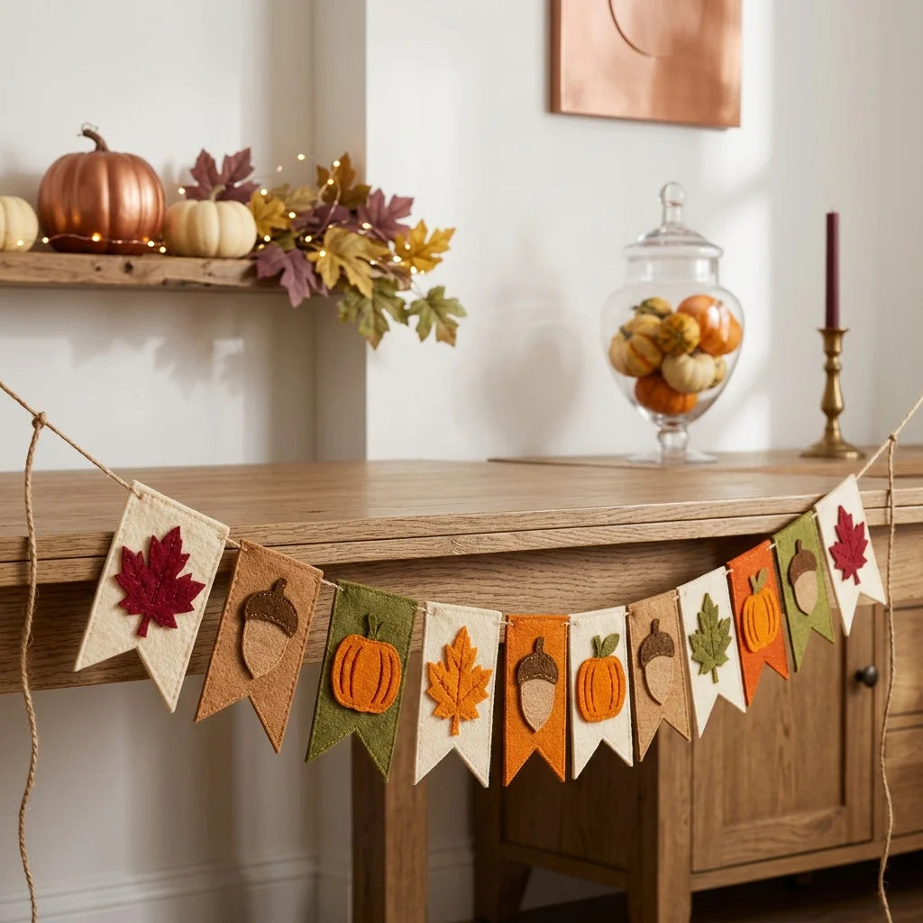 Guirlande d’Automne en Feutre avec Message Décoratif