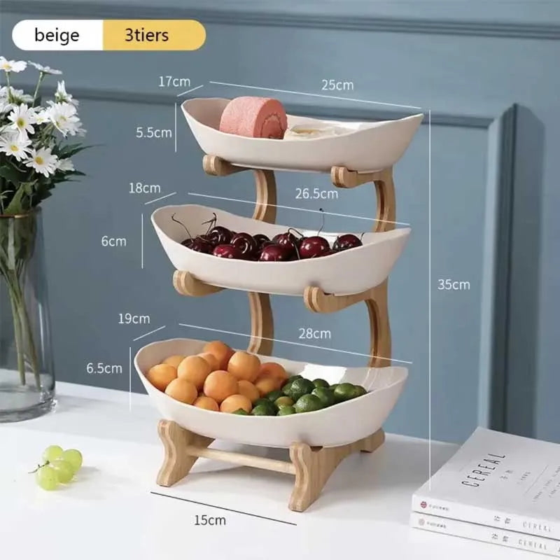 Natro-Présentoir à étages en bois – plateau décoratif élégant