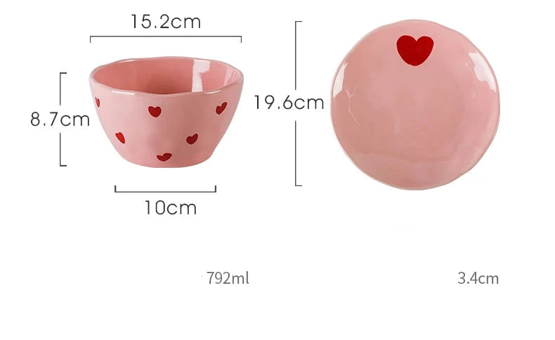 Love-Vaisselle cœur rose en céramique – assortiment de table