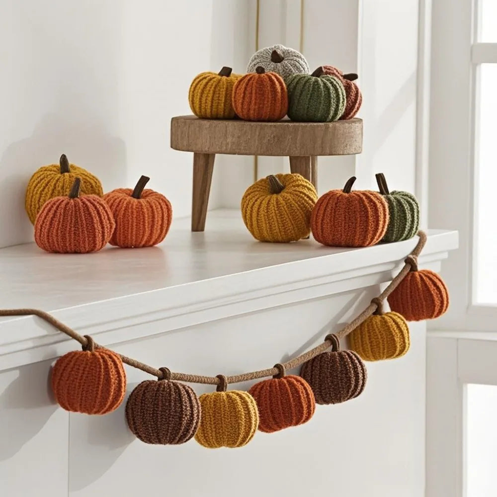 Citrouille décorative tricotée – Ornement doux pour l’automne