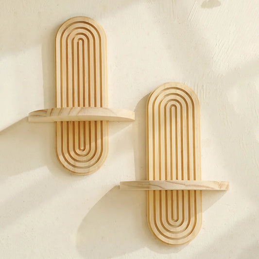 kléra-Étagère murale en bois style bohème – Décoration murale naturelle (1 ou 2 niveaux)