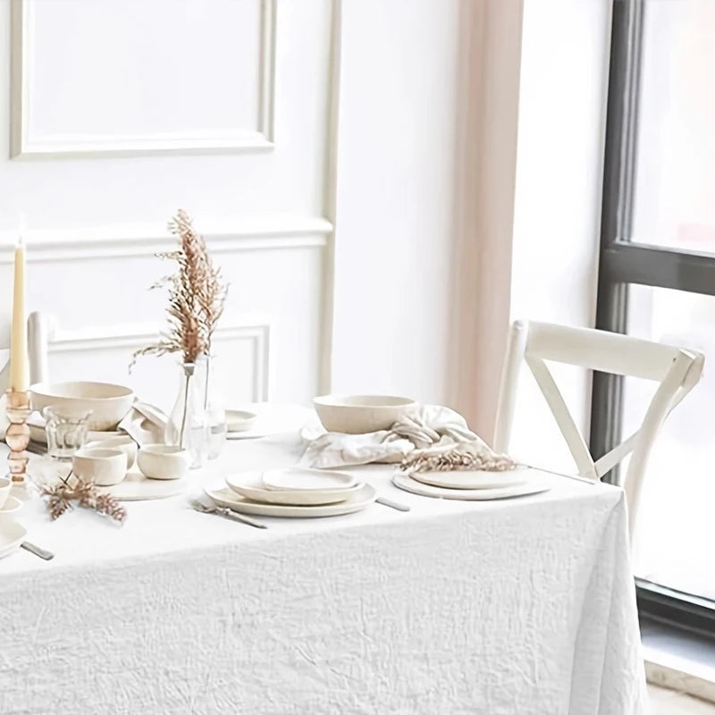 Alice-Nappe élégante texturée blanche – Style naturel et raffiné