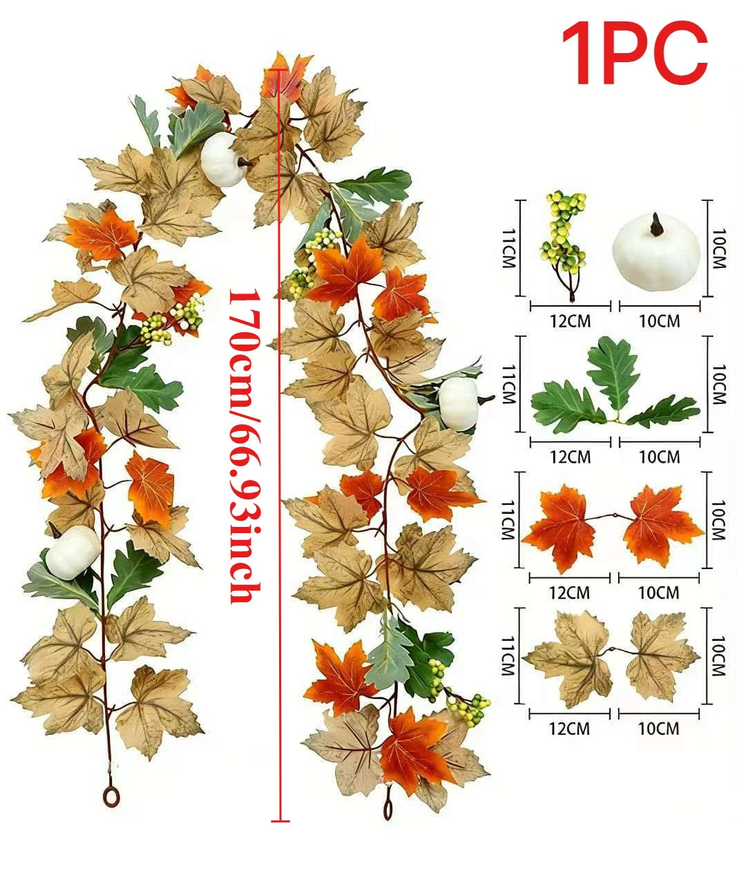 Guirlande automnale avec citrouilles et feuilles d’érable