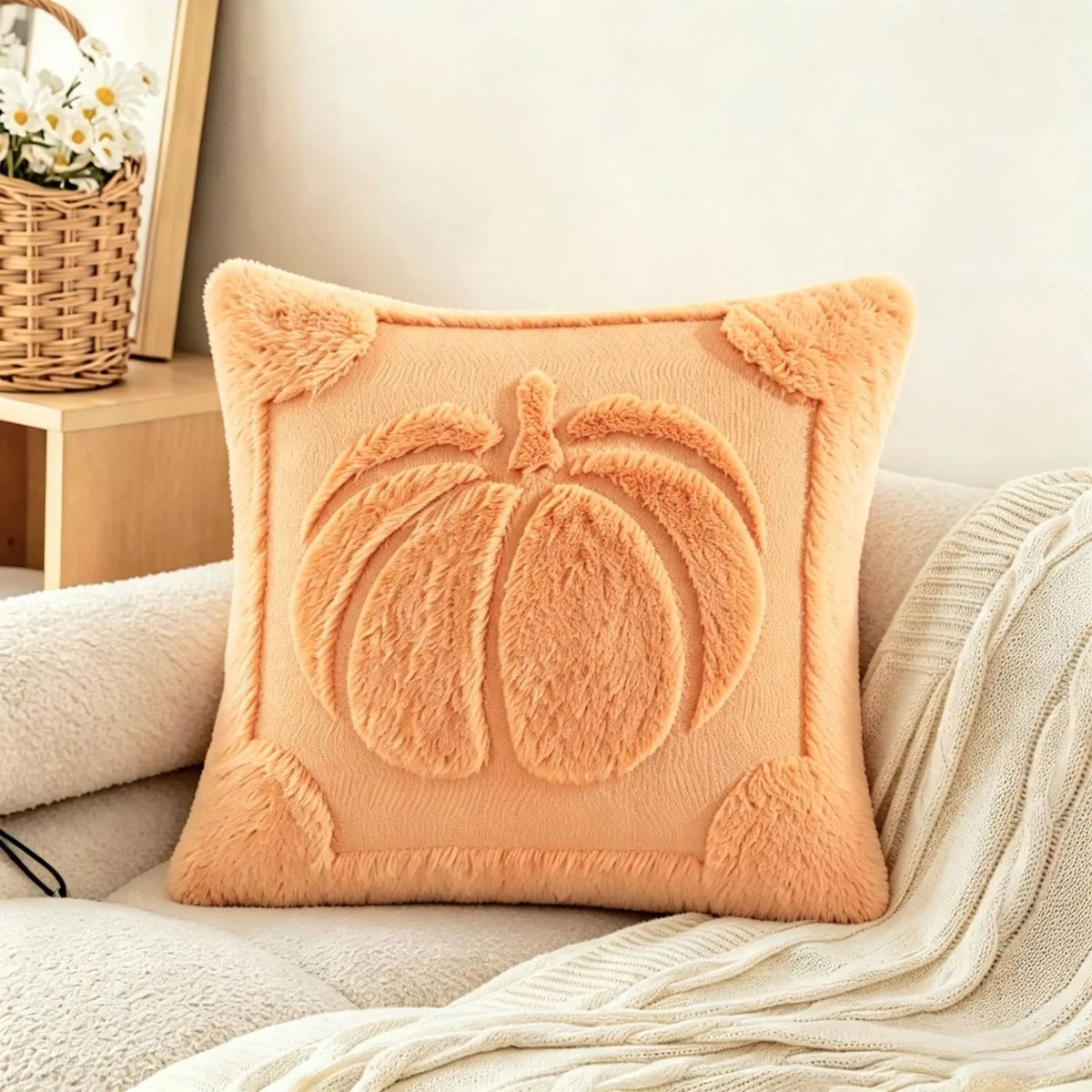 Housse de coussin citrouille 3D – Décoration d’automne