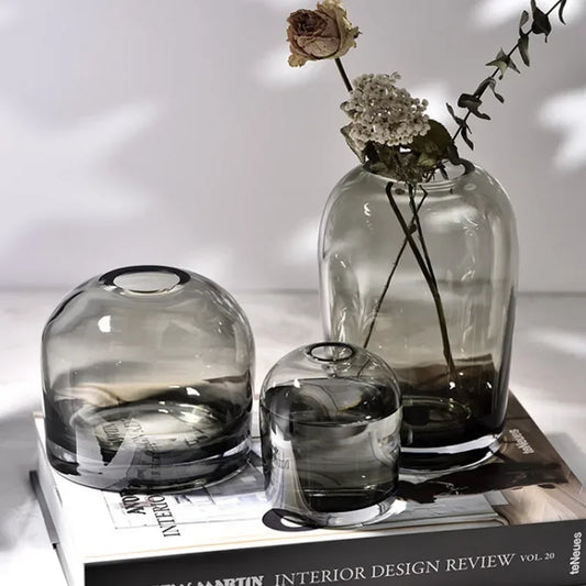 Vase en verre fumé ou transparent – Style européen