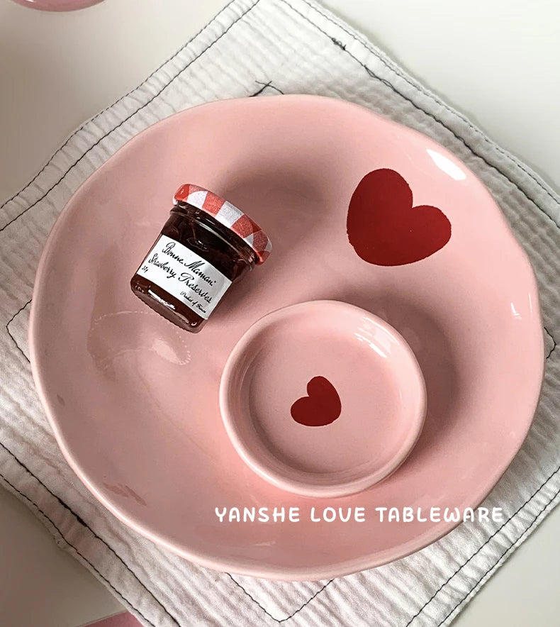 Love-Vaisselle cœur rose en céramique – assortiment de table