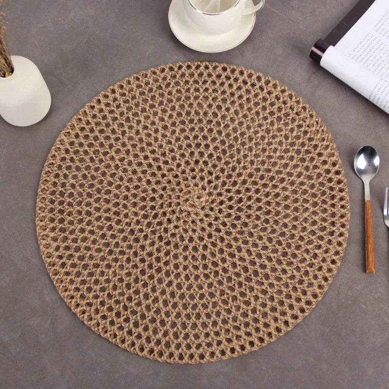 Roll-Sets de table ronds en fibres naturelles – Lot de 4 ou 6
