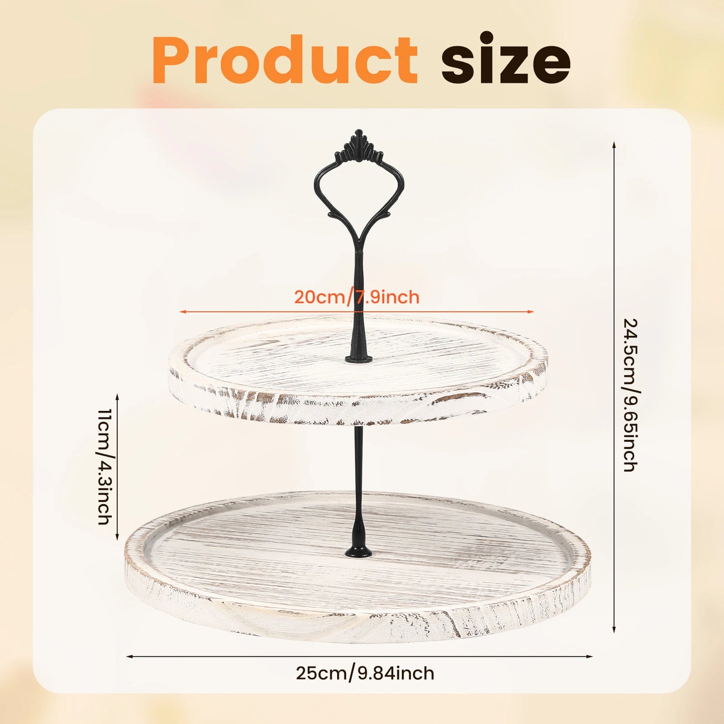 Duchesse-Présentoir à gâteaux rond à 2 ou 3 niveaux effet bois