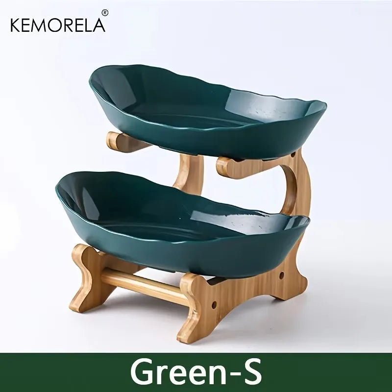 Natro-Présentoir à étages en bois – plateau décoratif élégant