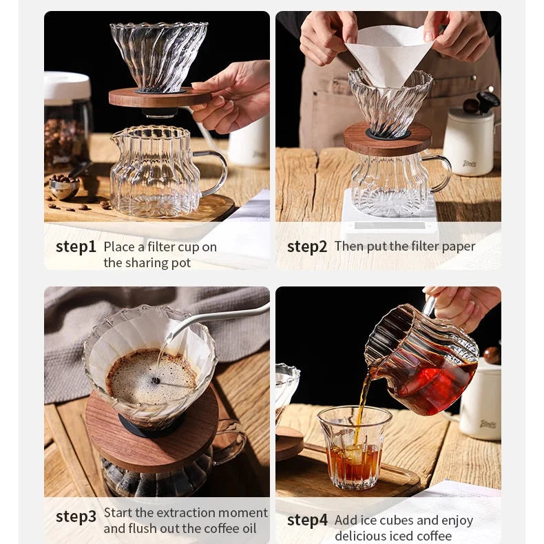 Slow-Cafetière Coffee en Verre avec Filtre
