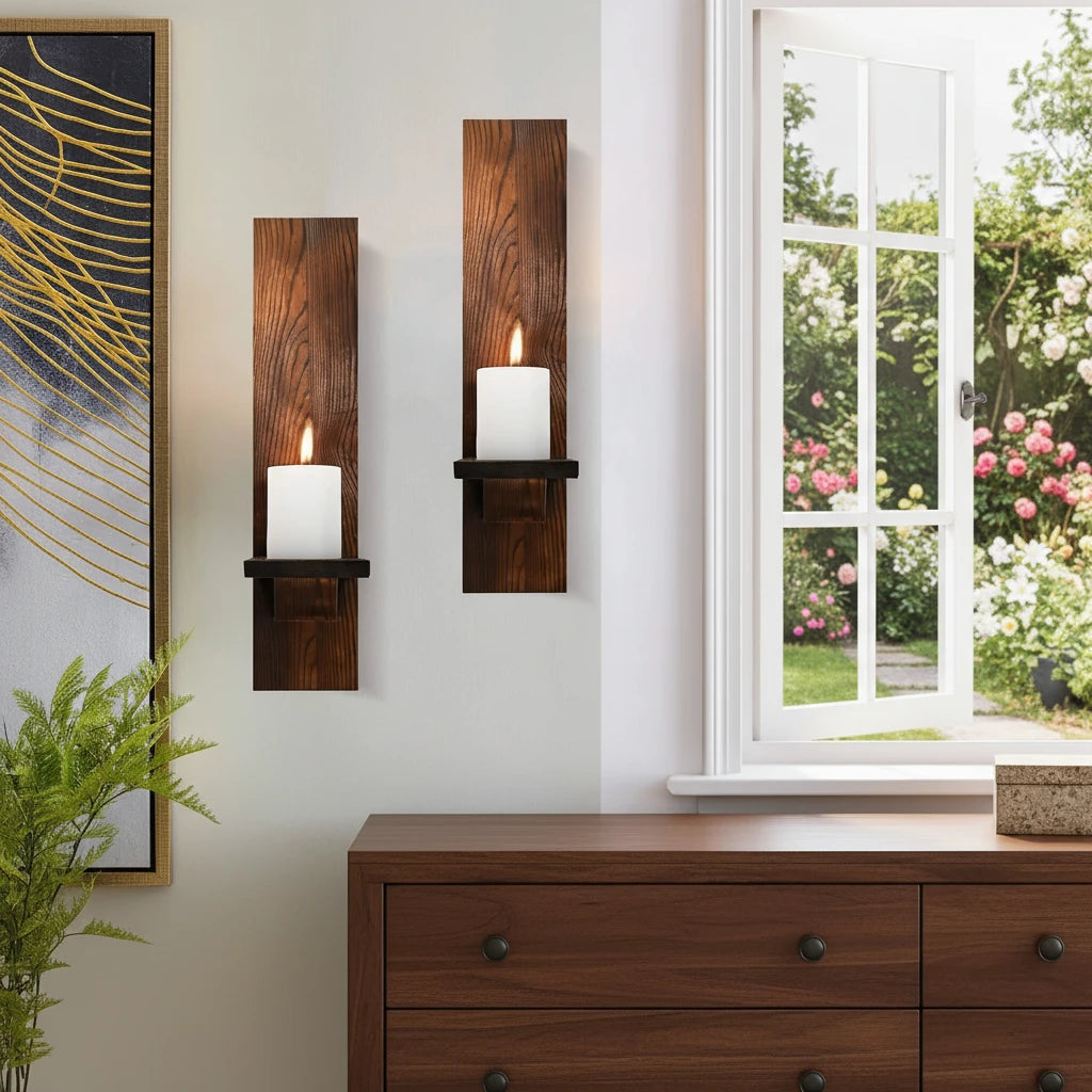 Amazone-Applique murale bougeoir en bois – décoration murale chaleureuse