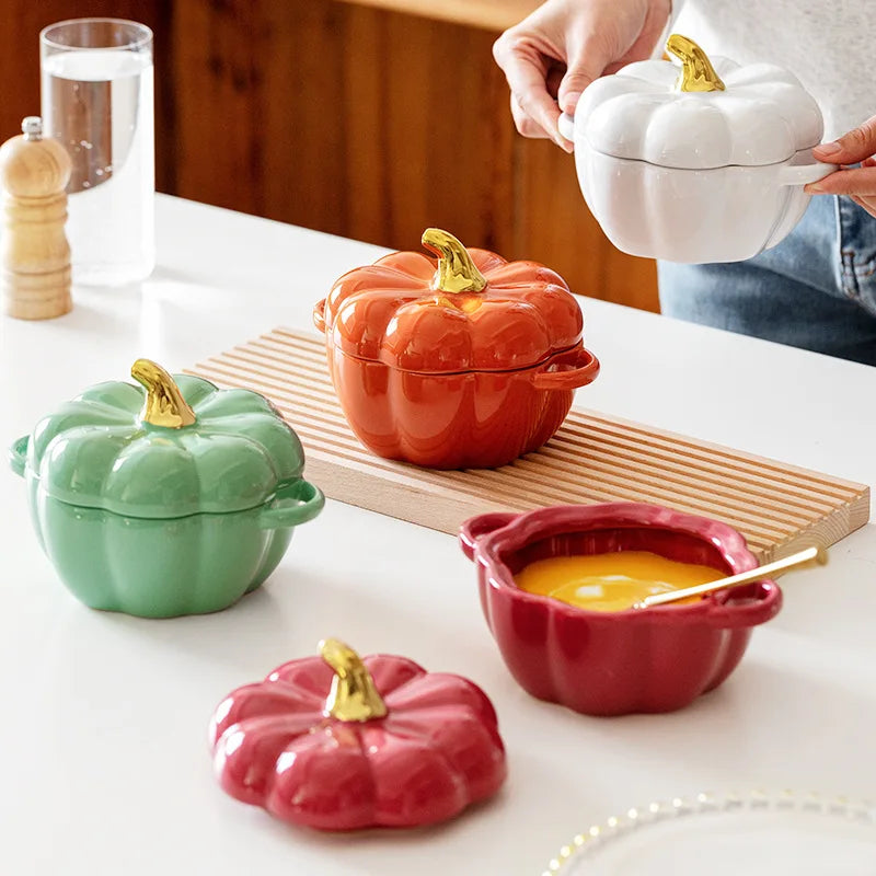 Bol citrouille en céramique avec couvercle – Décoration & art de la table