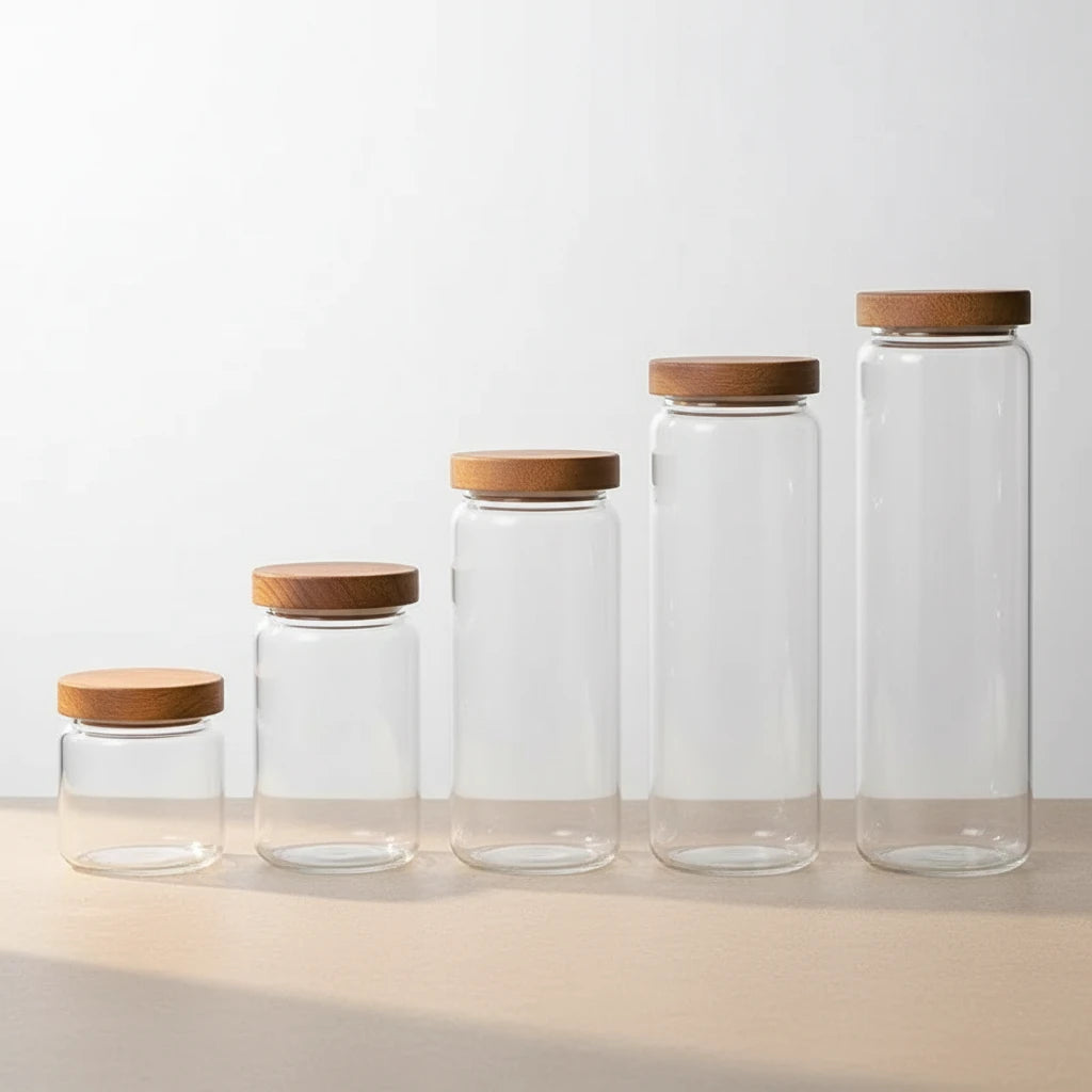 Jo-Bocaux en verre hermétiques avec couvercle en bois – Rangement élégant et pratique