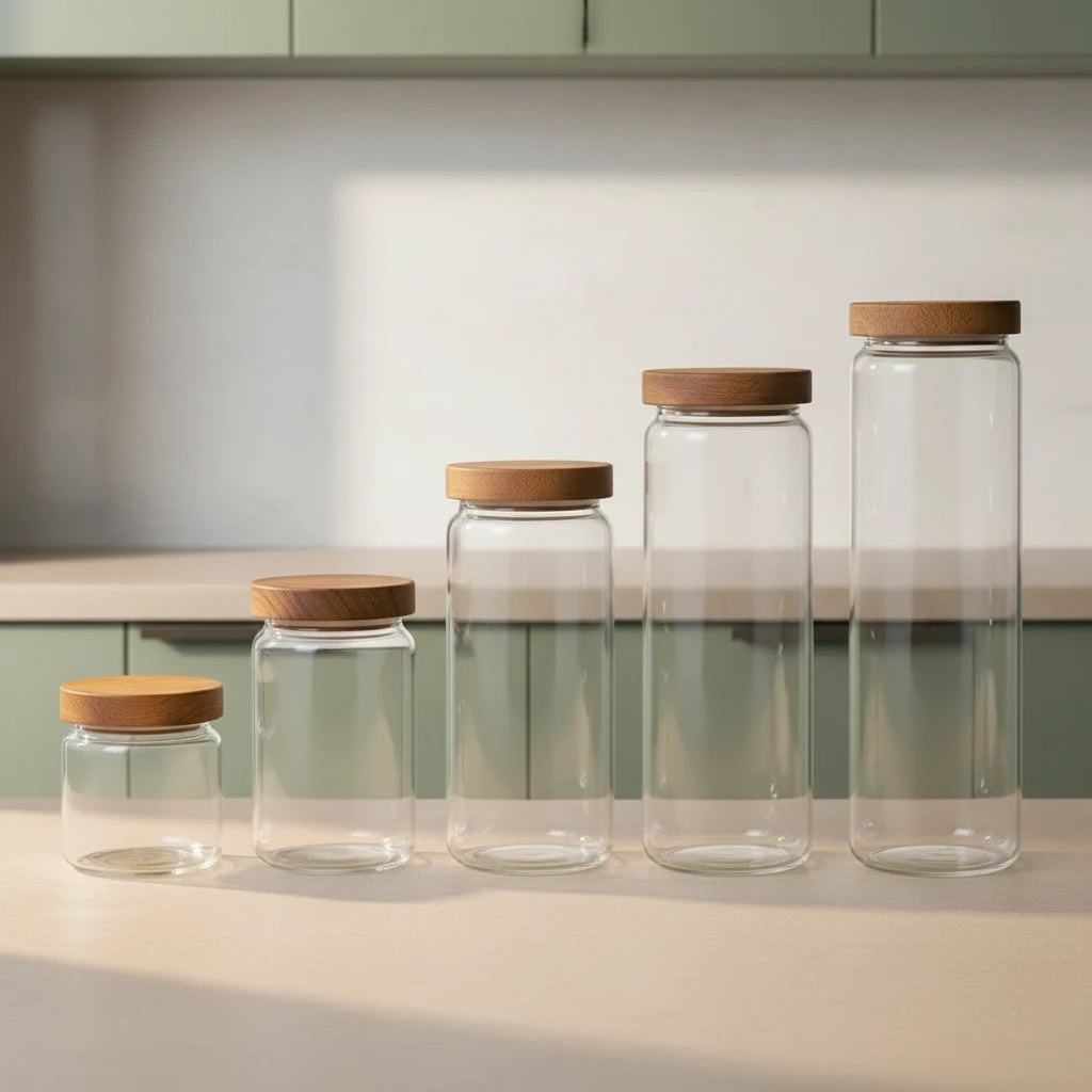 Jo-Bocaux en verre hermétiques avec couvercle en bois – Rangement élégant et pratique