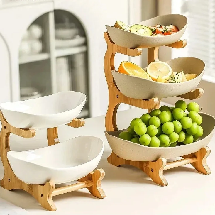 Natro-Présentoir à étages en bois – plateau décoratif élégant