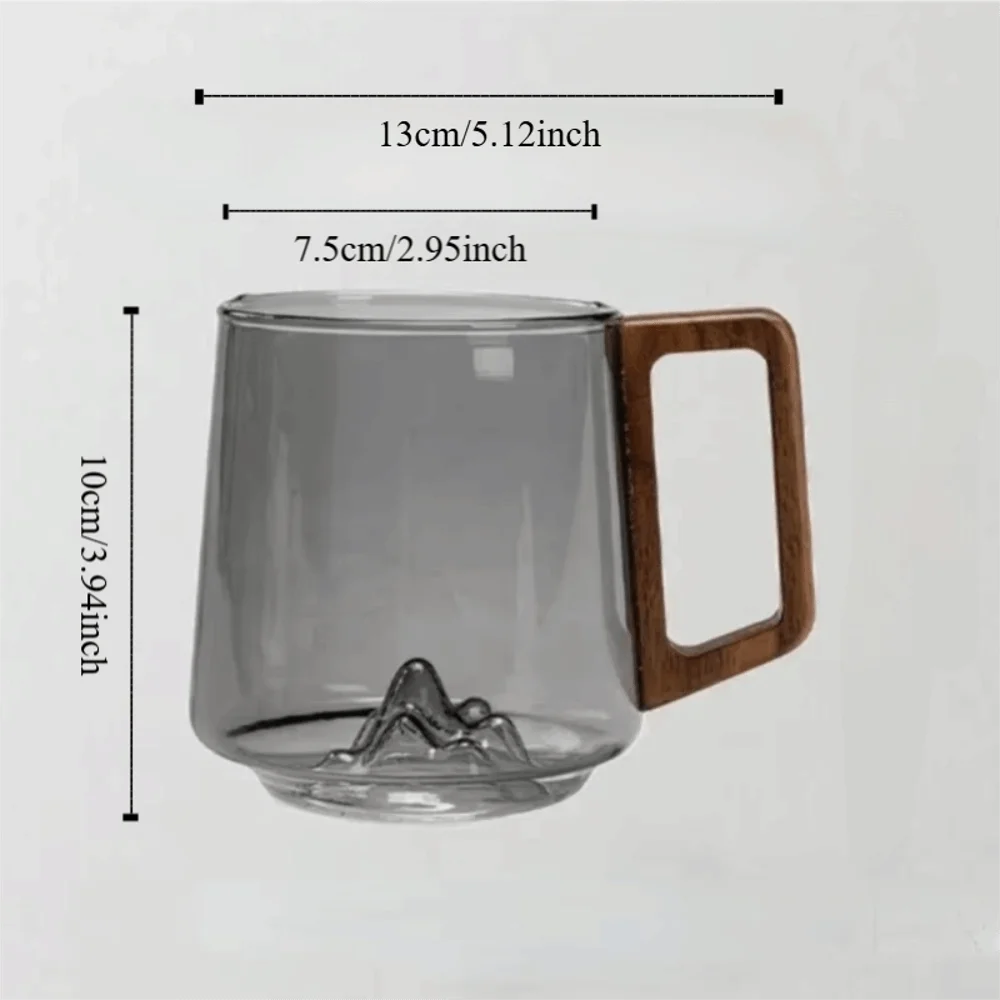 Fiora-Tasse en verre fumé avec anse en bois – 450 ml