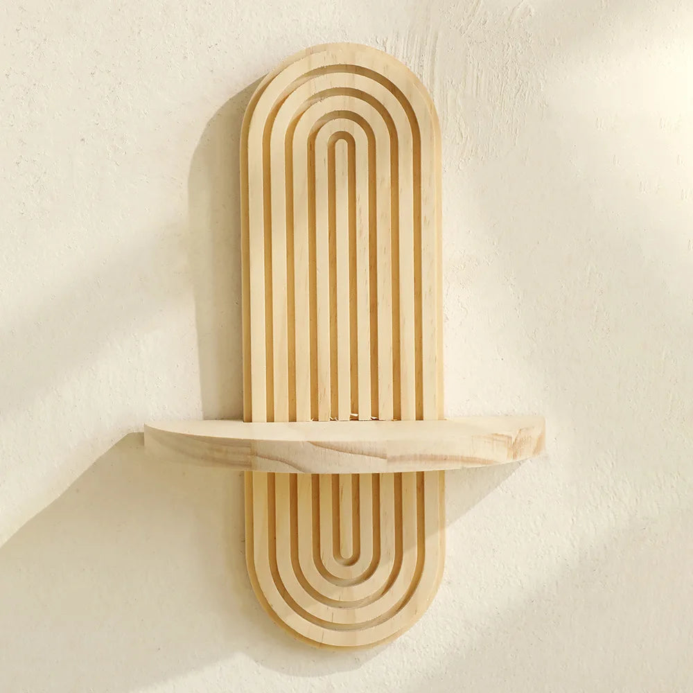kléra-Étagère murale en bois style bohème – Décoration murale naturelle (1 ou 2 niveaux)