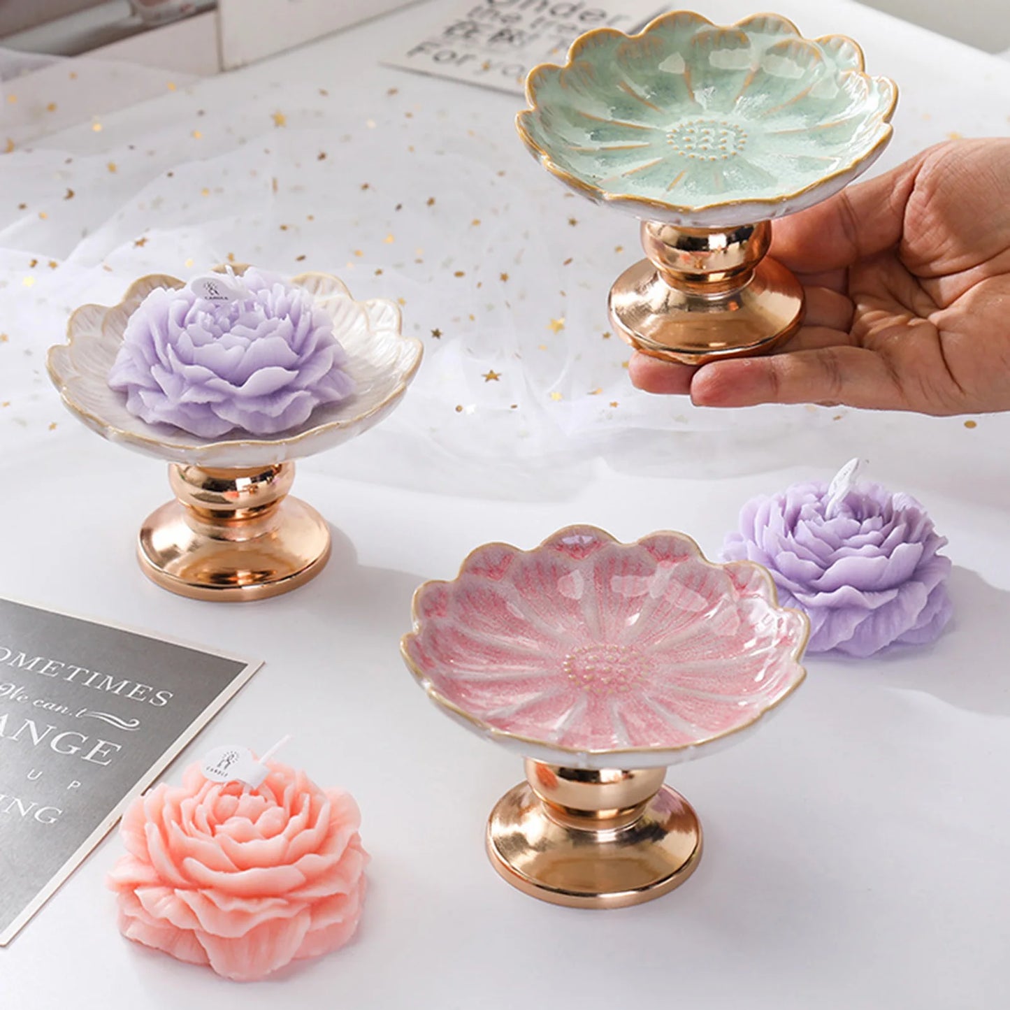 Fleur-Présentoir à dessert sur pied – coupelle élégante design floral
