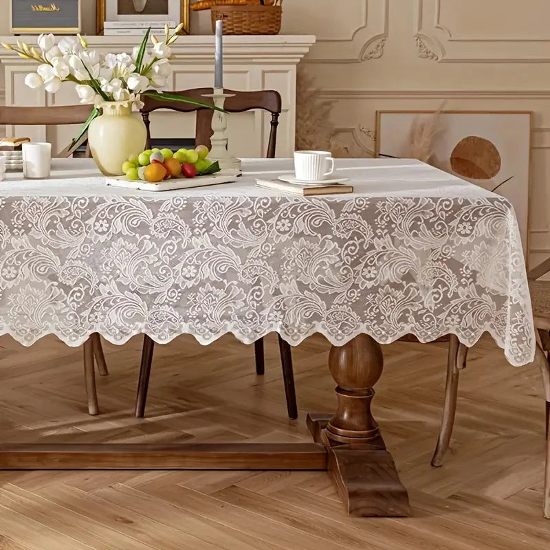 Paui-Nappe de table rectangulaire effet dentelle – Élégance classique et raffinée
