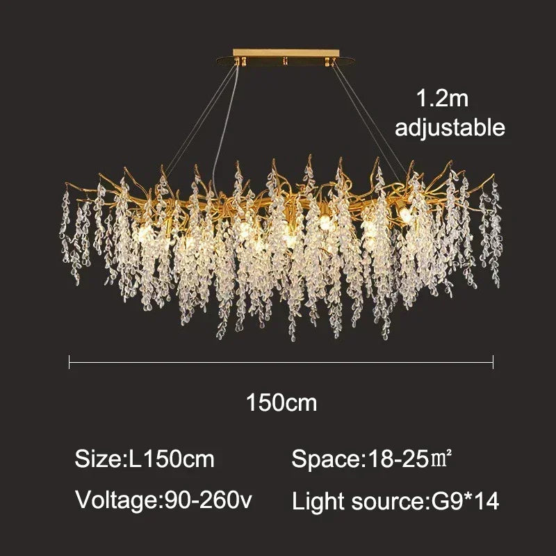 Dubaï-Suspension cristal moderne dorée – lustre design salon