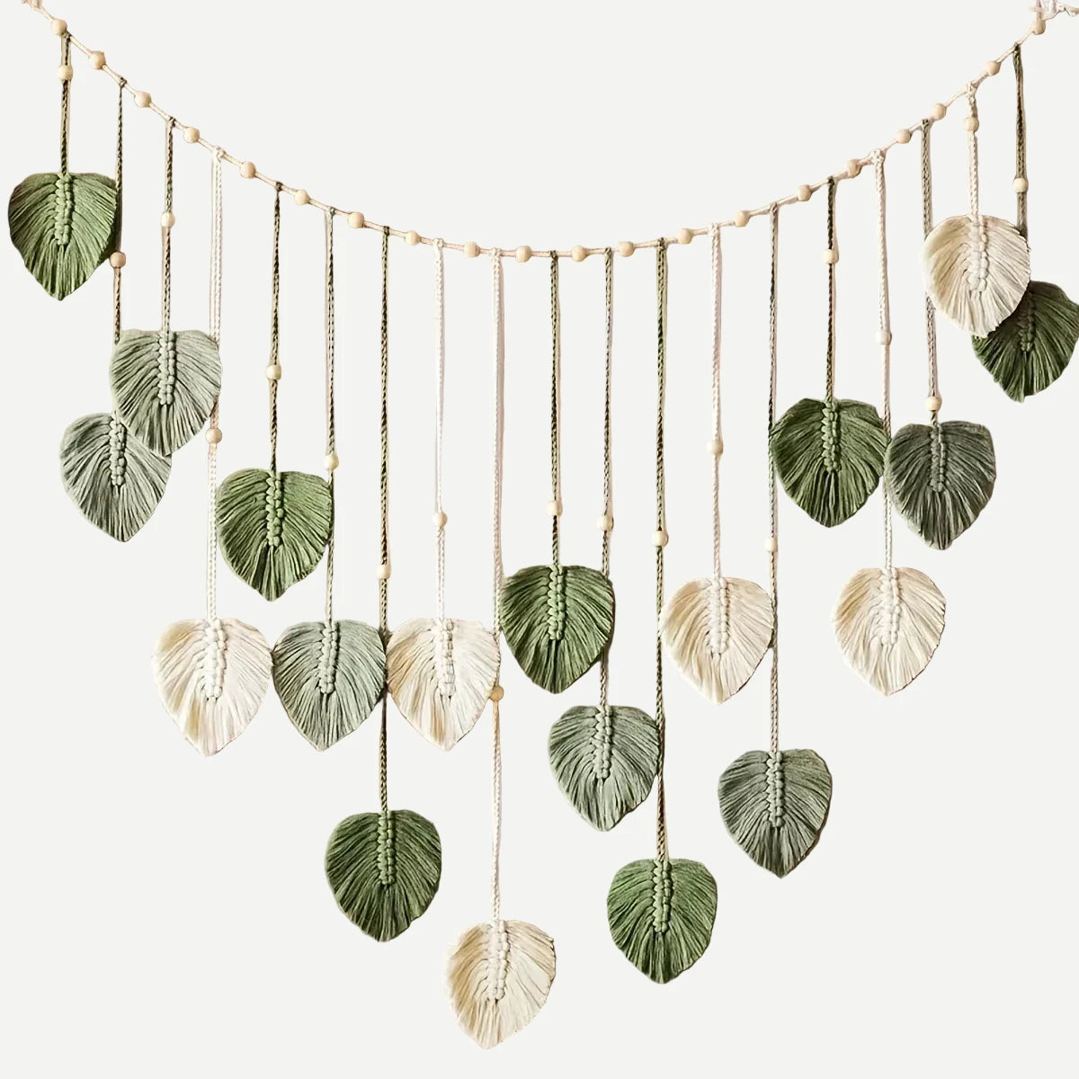 Amazone-Décoration murale suspendue bohème feuilles vertes