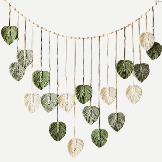 Amazone-Décoration murale suspendue bohème feuilles vertes