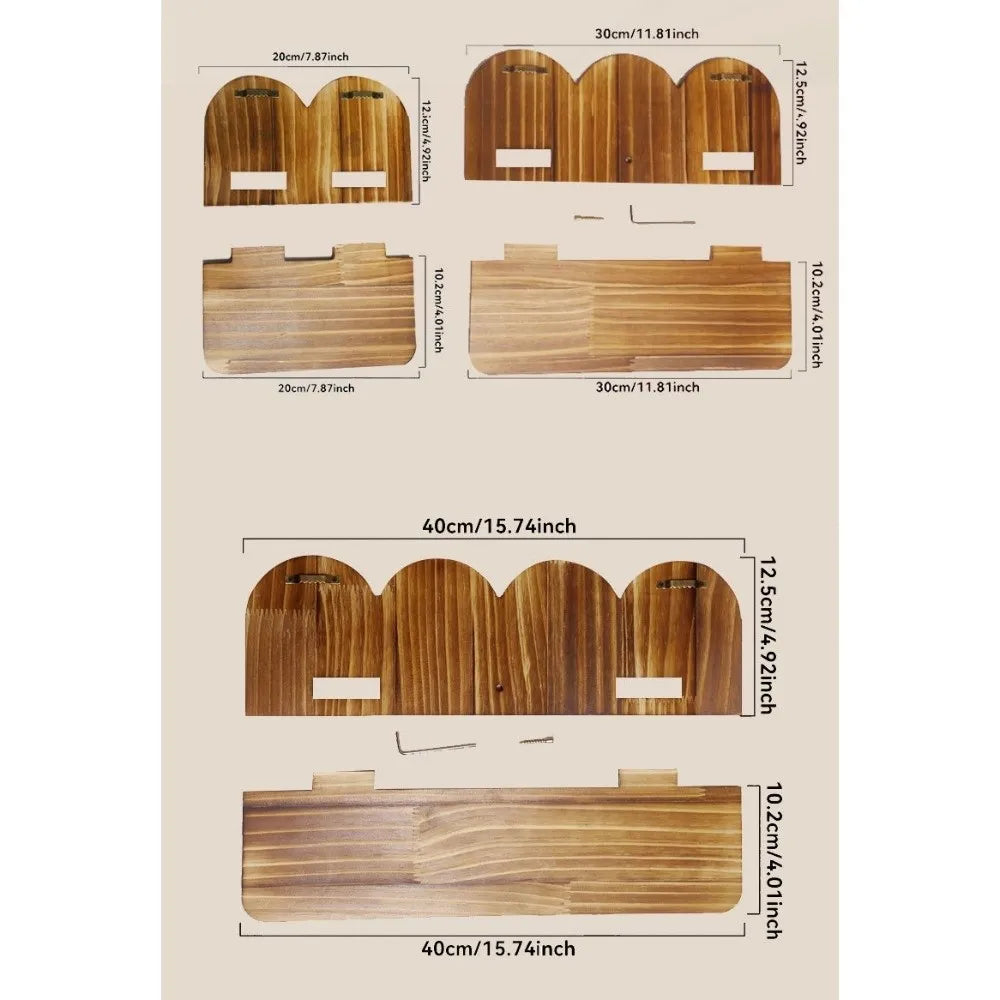Bohème-Étagère murale bohème en bois – décoration murale design arche