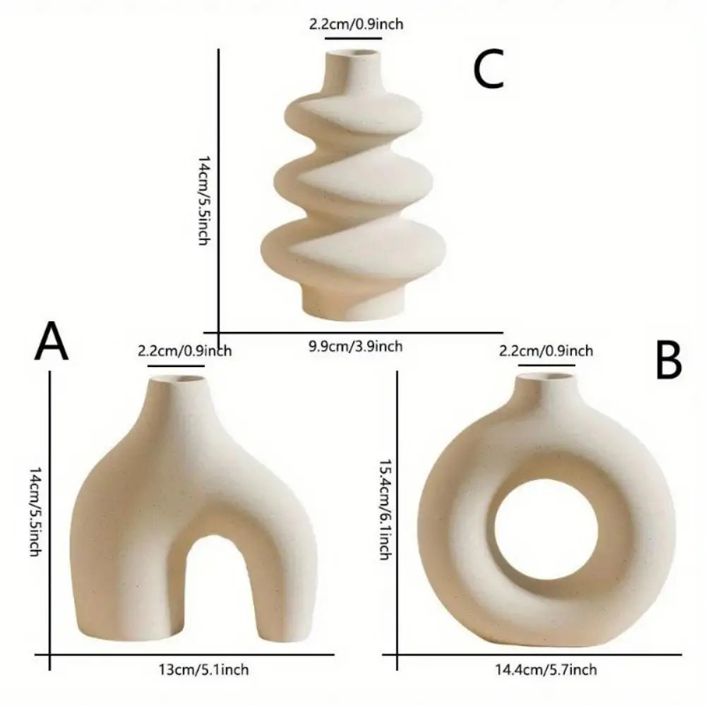 Bohème-Ensemble de 3 vases décoratifs en céramique – Design minimaliste bohème