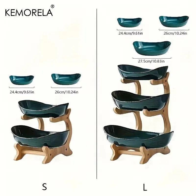 Natro-Présentoir à étages en bois – plateau décoratif élégant