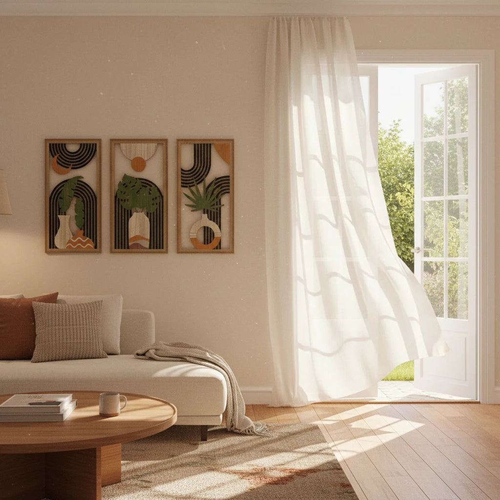 Lot de 3 décorations murales bohèmes en bois ajouré