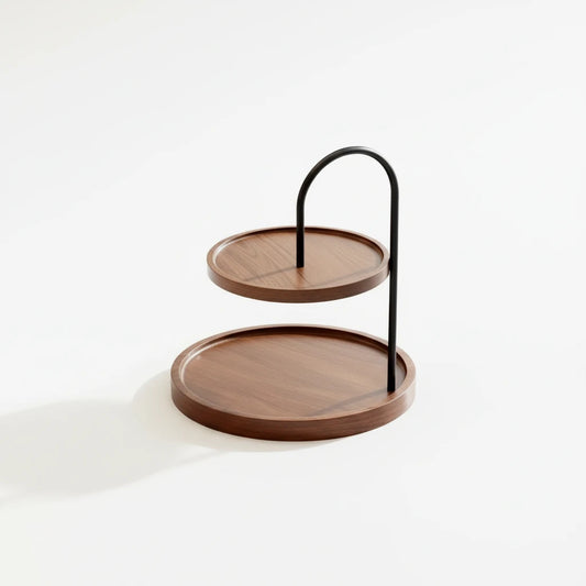 Présentoir 2 niveaux en bois – plateau de service élégant