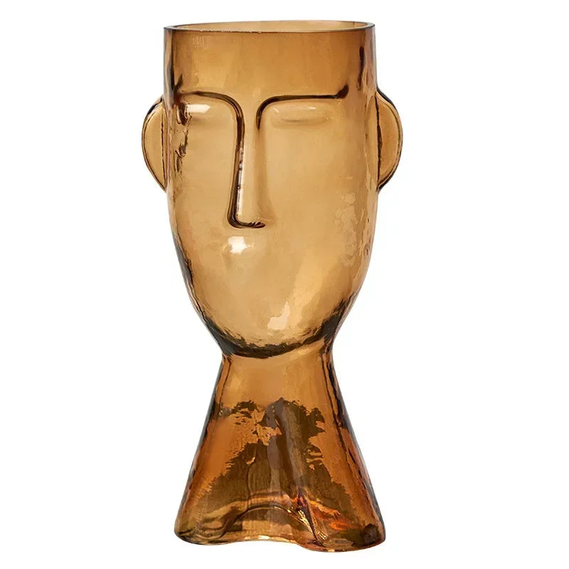 Lillo-Vase Visage Artistique en Verre Décoratif inspiré des Statues de l'Île de Pâques