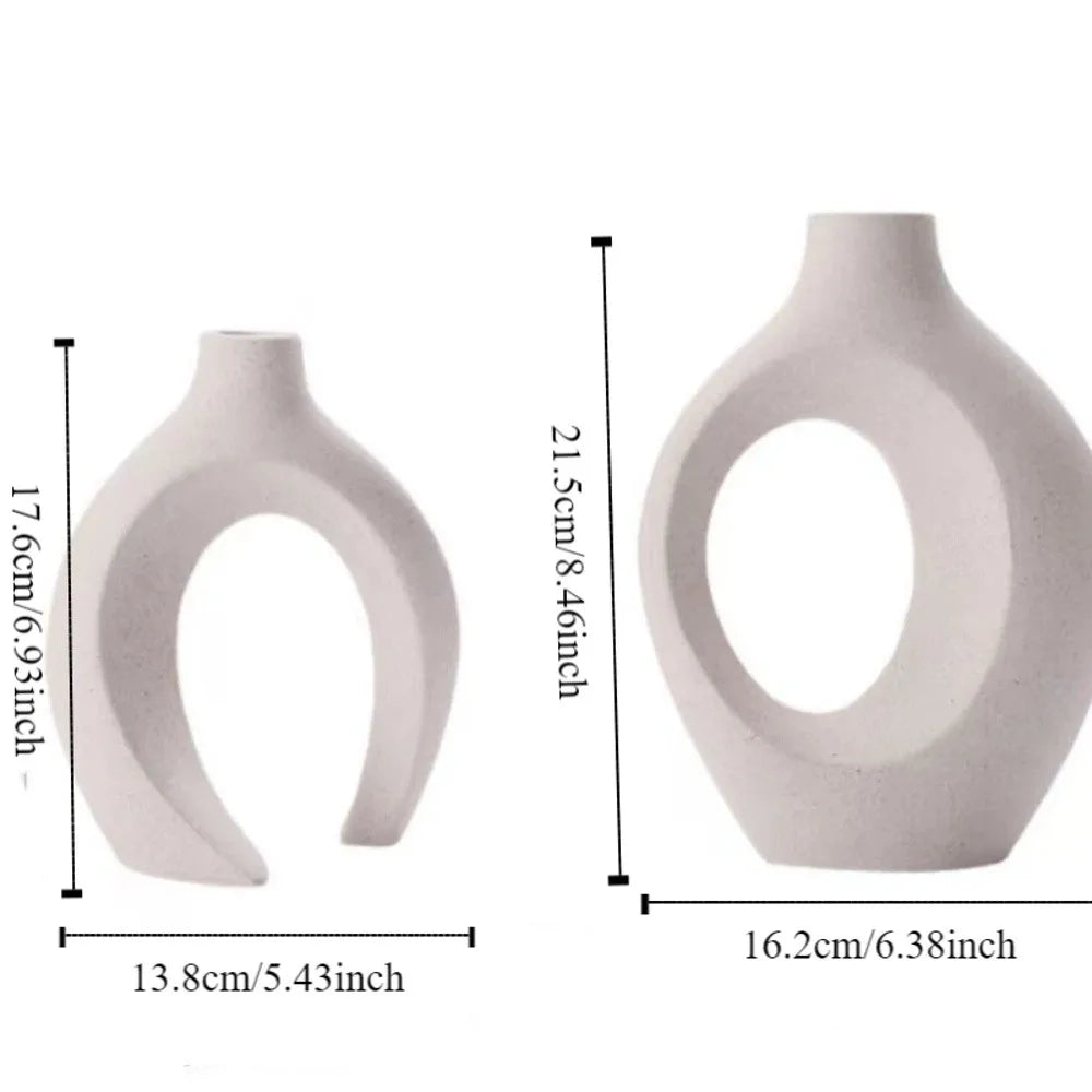 sardo-Ensemble de 2 vases décoratifs design minimaliste blanc