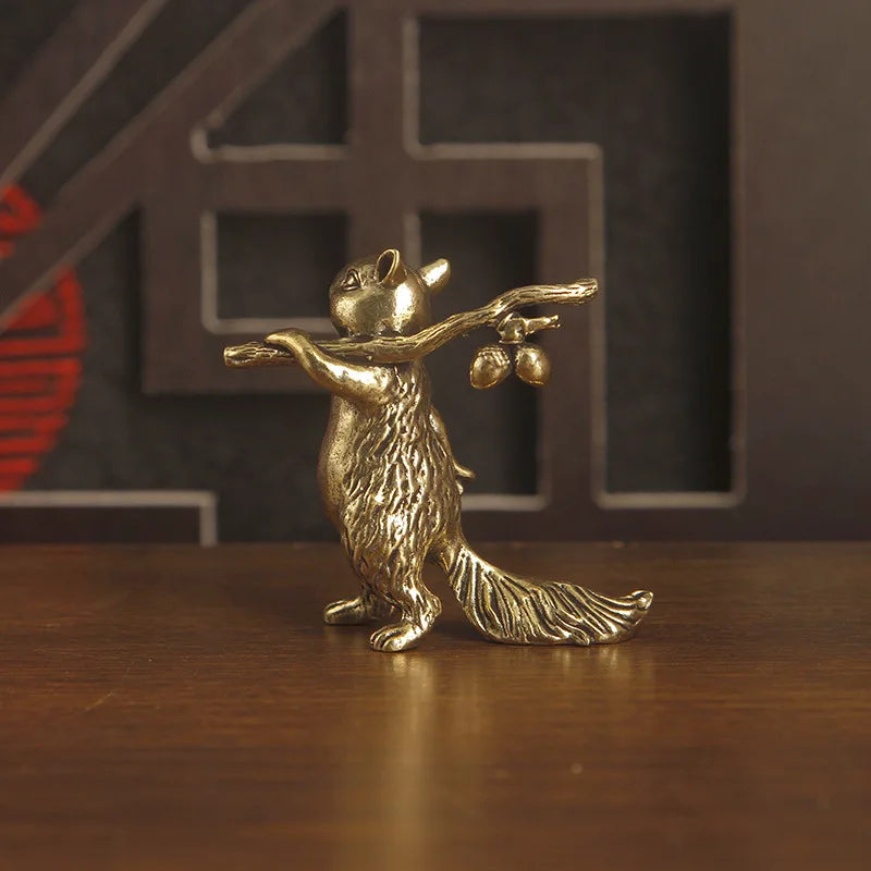Figurine écureuil vintage en laiton – Décoration