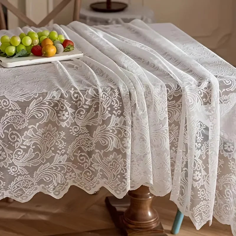 Paui-Nappe de table rectangulaire effet dentelle – Élégance classique et raffinée
