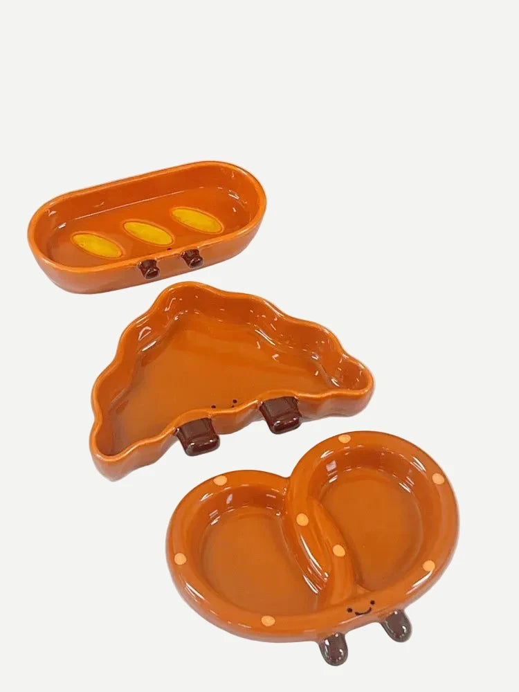 Serina-Assiette petit-déjeuner en céramique – Croissant, Bretzel ou Baguette