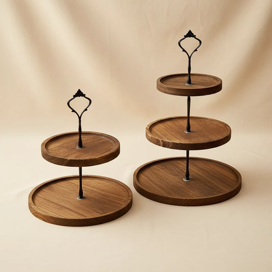 Présentoir à dessert en bois 2 ou 3 niveaux – plateau élégant de présentation