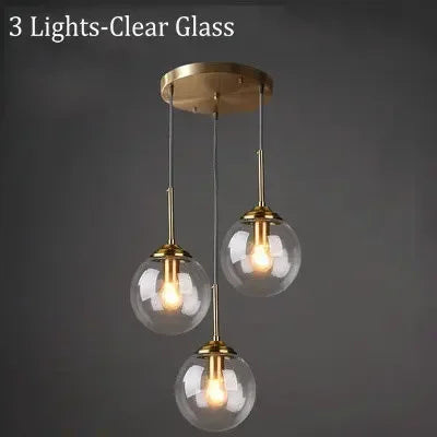 Marbella-Suspension verre ambré design – Luminaire moderne E27 pour salon ou salle à manger