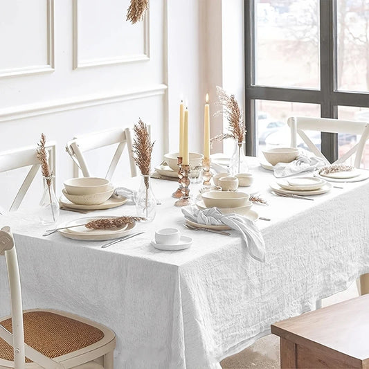 Alice-Nappe élégante texturée blanche – Style naturel et raffiné