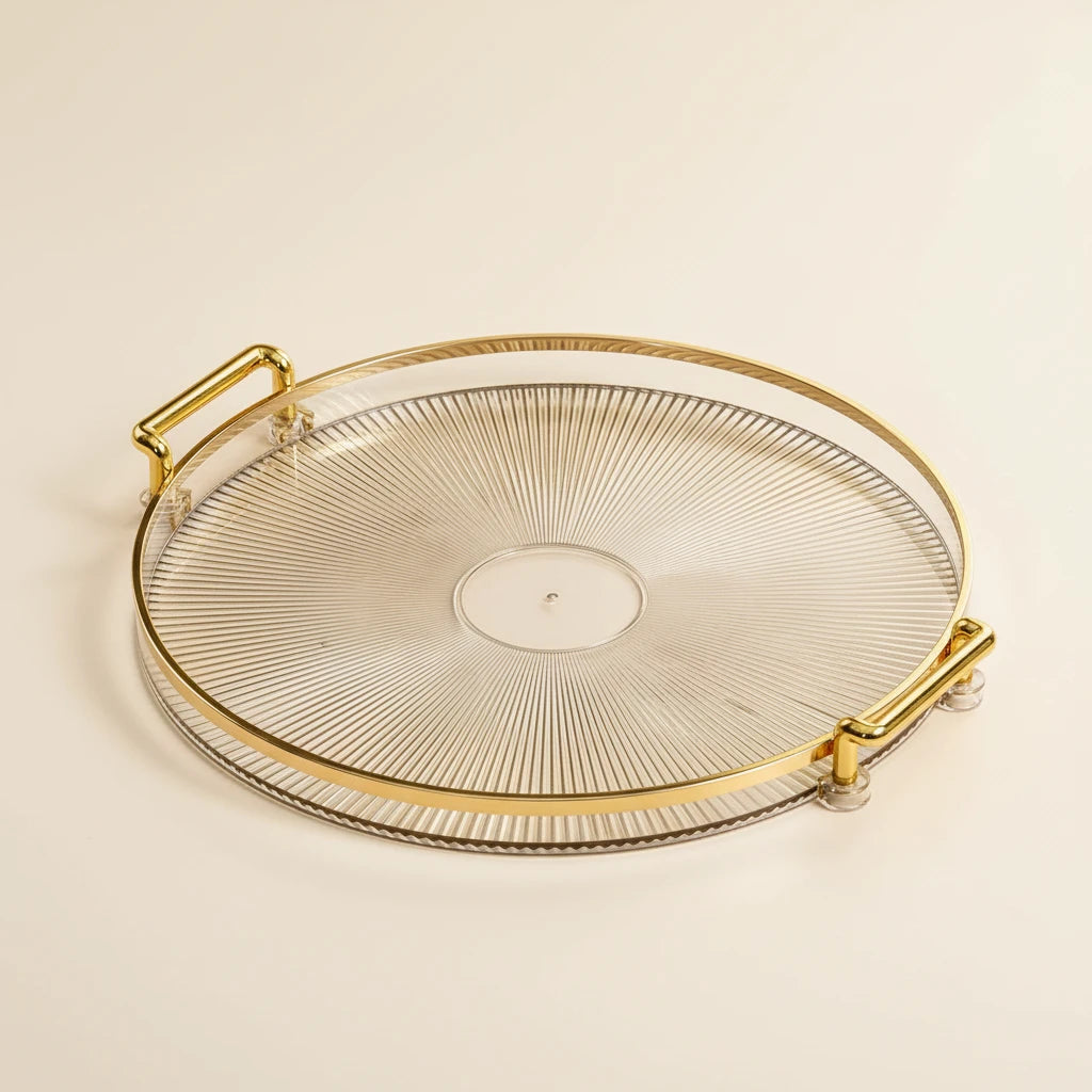 Zoé-Plateau de service rond avec poignées – design marbré élégant