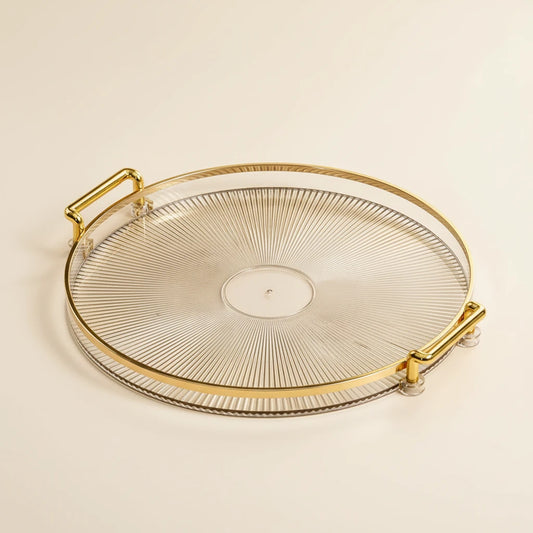 Zoé-Plateau de service rond avec poignées – design marbré élégant