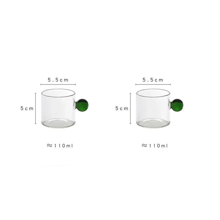Bubble-Tasses expresso en verre avec anse boule – Lot de 2
