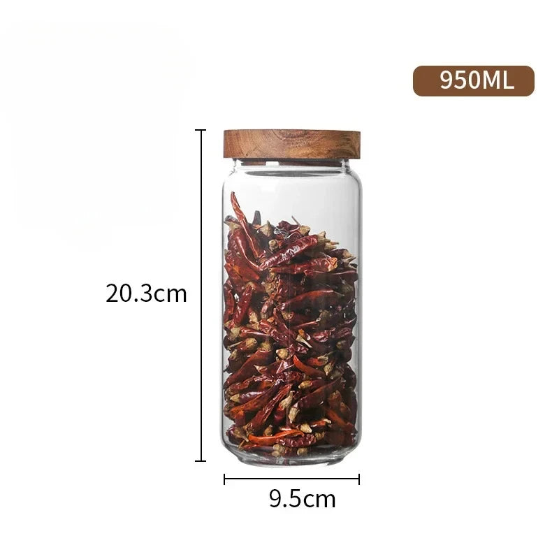 Jo-Bocaux en verre hermétiques avec couvercle en bois – Rangement élégant et pratique