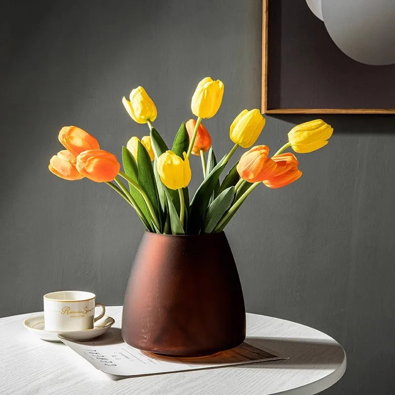 Vase en verre dépoli – Décoration florale & hydroponique