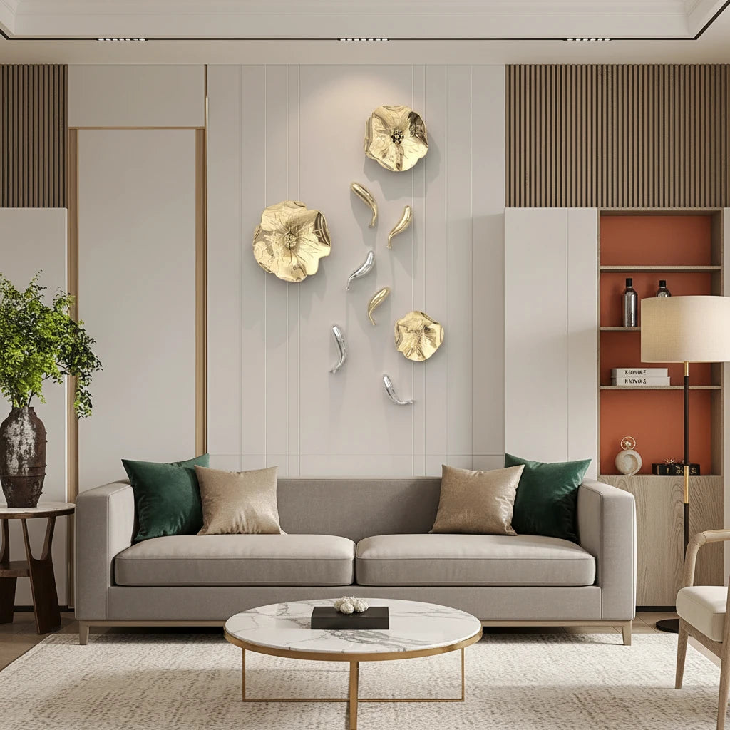 Alia-Décoration murale en résine dorée – Composition artistique moderne
