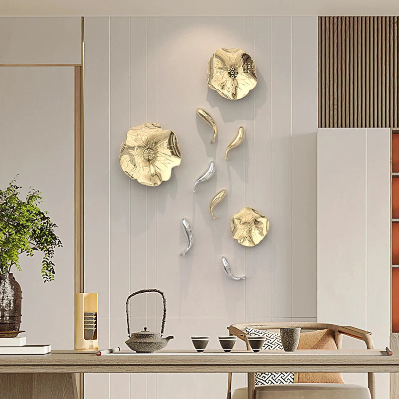 Alia-Décoration murale en résine dorée – Composition artistique moderne