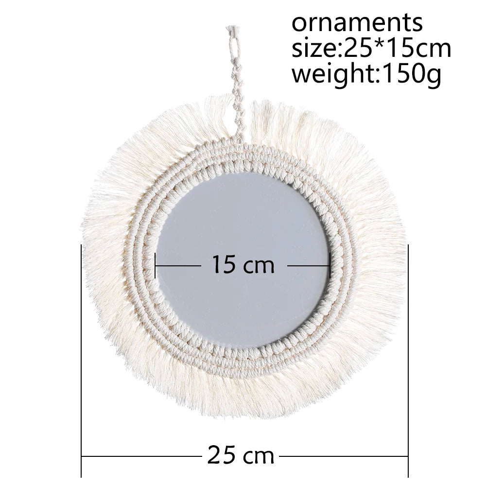 Ava-Miroir mural bohème en macramé – décoration murale ronde