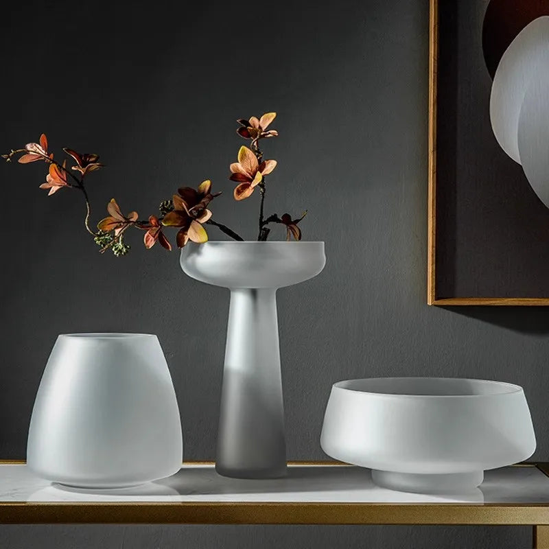 Vase en verre dépoli – Décoration florale & hydroponique